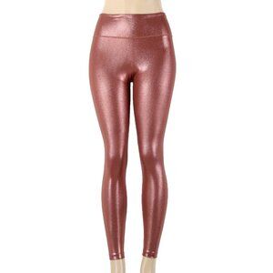 Nike $85 Sz S x 25 Pink Gold Metallic Pull On Mid Rise Poly Spandex AW Pant